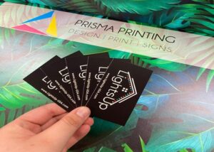 Custom standard business cards printed for LightsUp USA branding