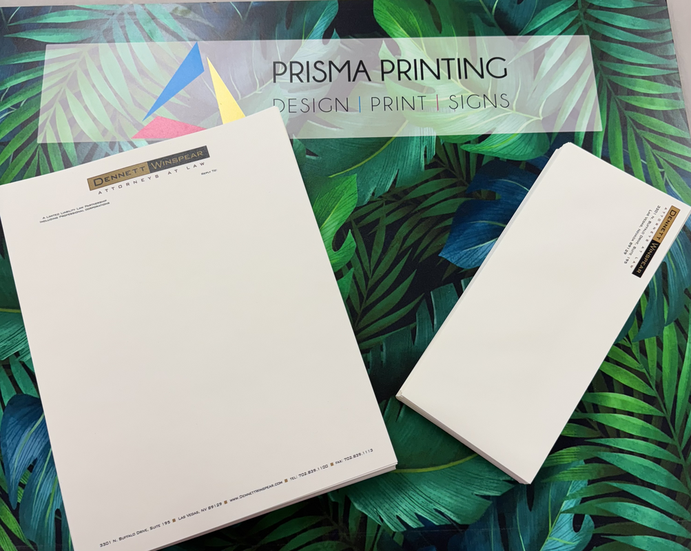 Branded legal letterhead and envelope design by Prisma Printing