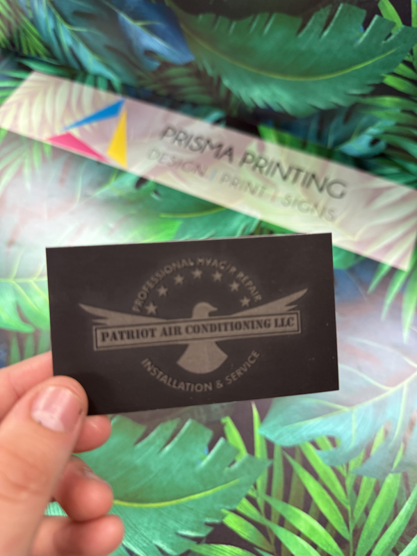 Business card with raised spot UV coating and logo for air conditioning company