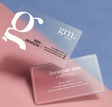 Modern transparent visiting cards with premium minimalist design