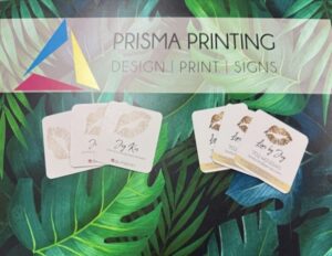 Square business cards with glossy finish for aesthetic brand identity