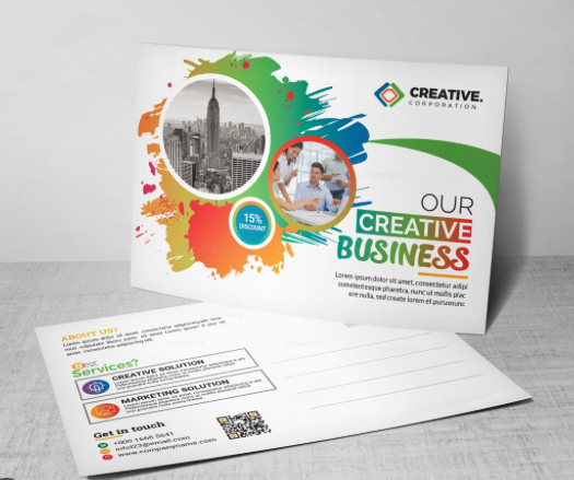 Standard postcard design for creative business solutions and marketing